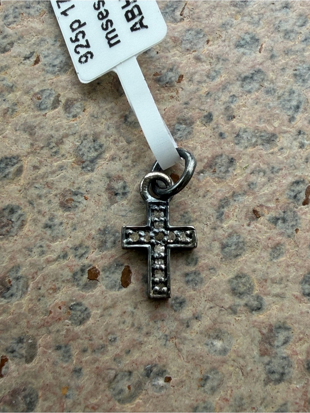 Sterling Silver Cross Pendant Charm with Diamonds